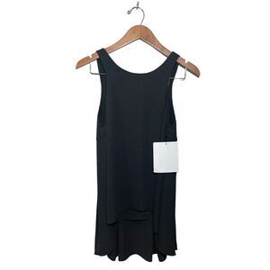 Elizabeth and James Tiered‎ Top Womens XS Tank Satin Career Minimalist Black